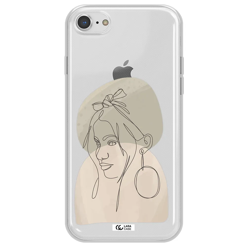 Abstract Female Face Line Art Apple iPhone 8 Clear TPU Case