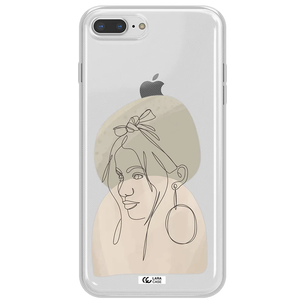Abstract Female Face Line Art Apple iPhone 8 plus Clear TPU Case