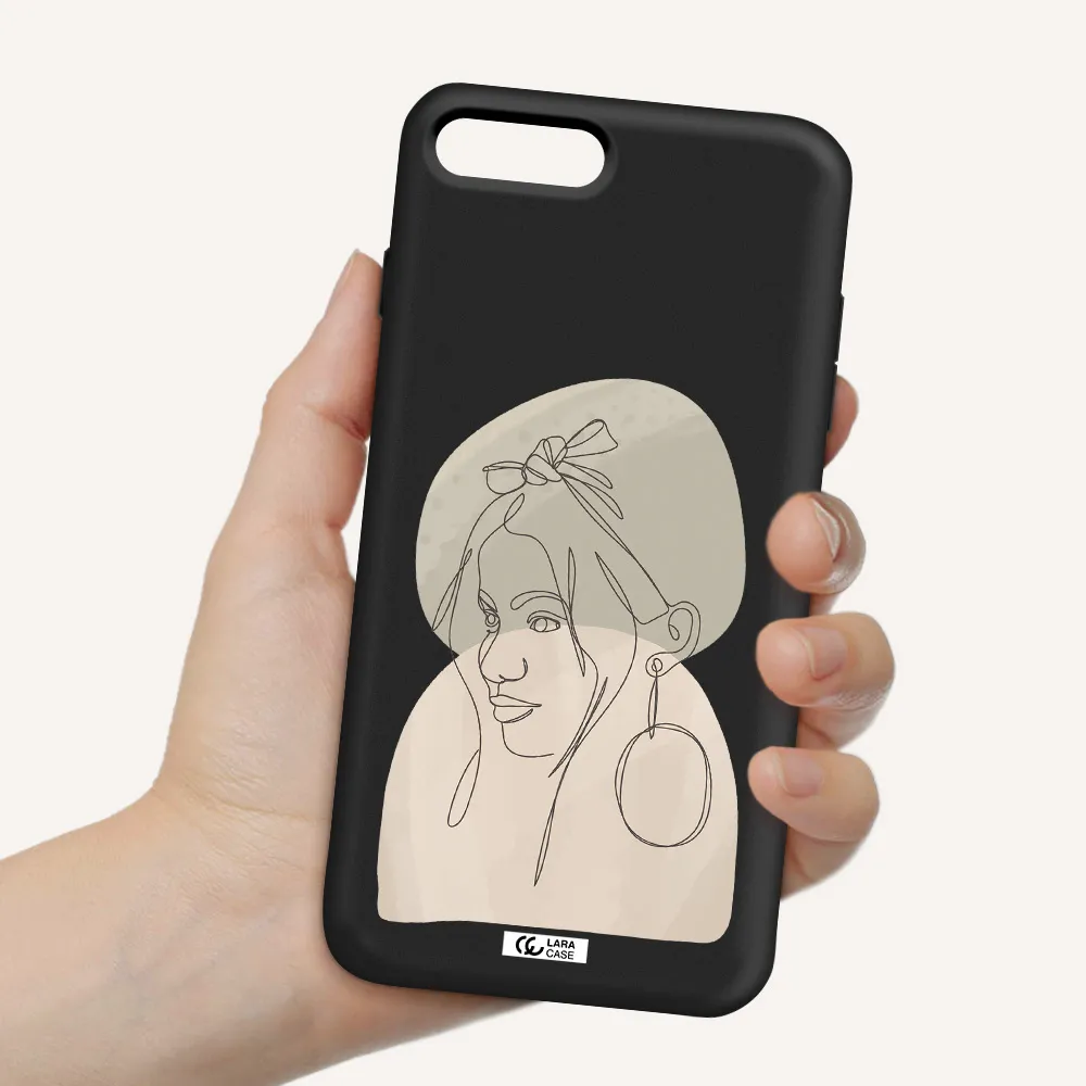 Abstract Female Face Line Art Apple iPhone 8 plus Silicone black Case