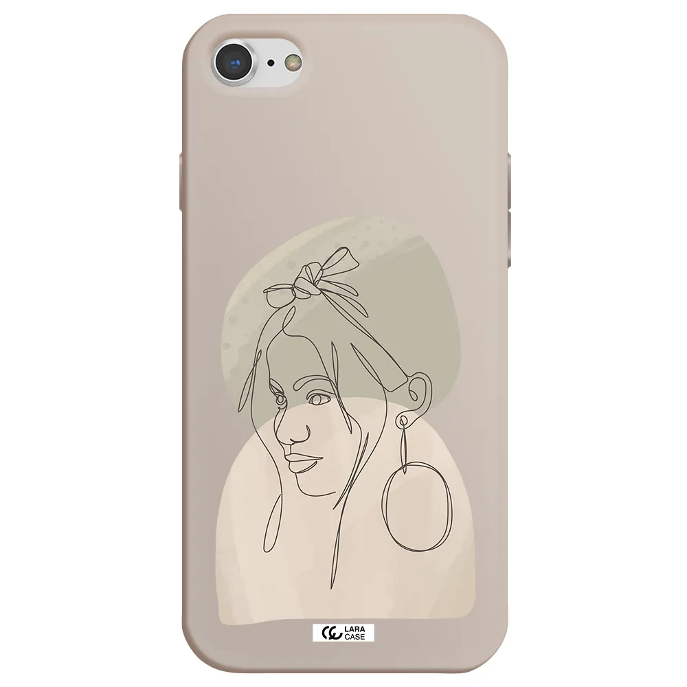 Abstract Female Face Line Art Apple iPhone 8 Silicone Stone Case