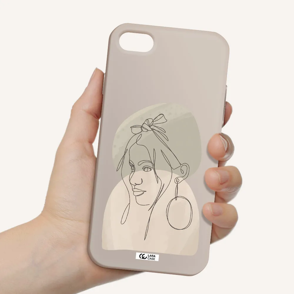 Abstract Female Face Line Art Apple iPhone 8 Silicone Stone Case