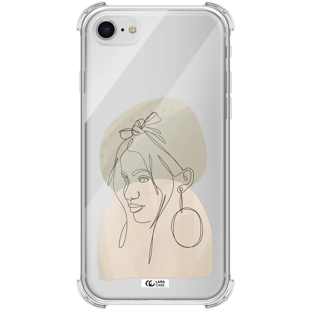Abstract Female Face Line Art Apple iPhone se 2020 Clear PC Case