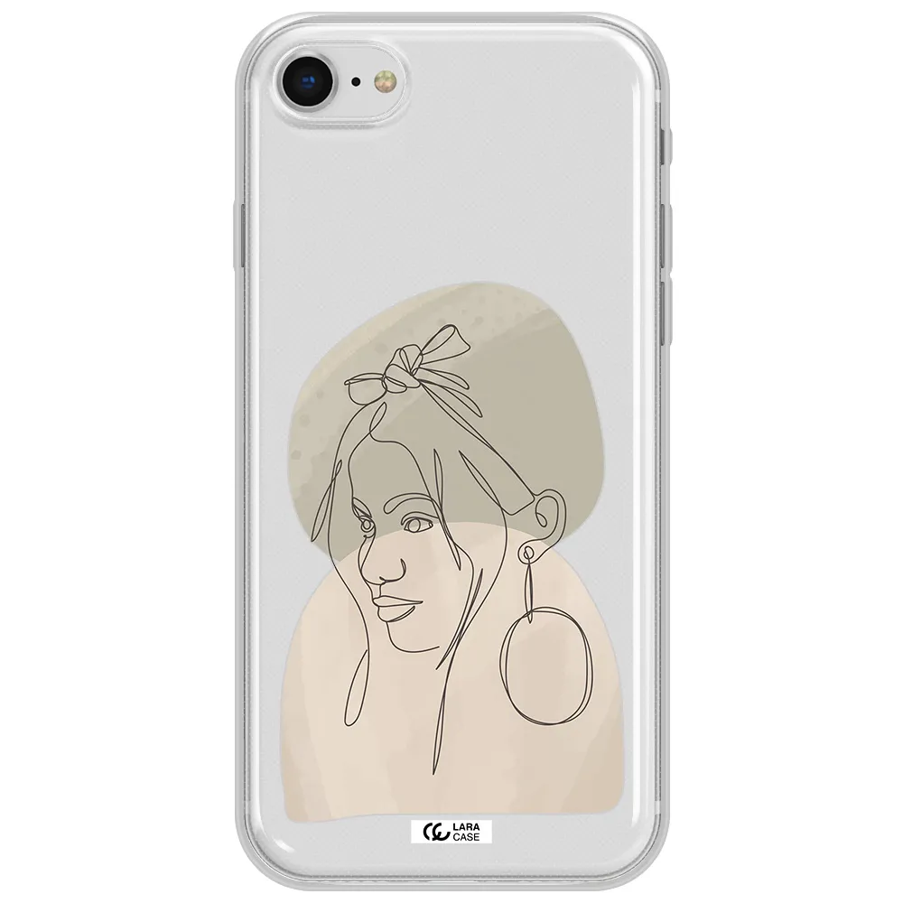 Abstract Female Face Line Art Apple Iphone Se 2020 Clear Tpu Case