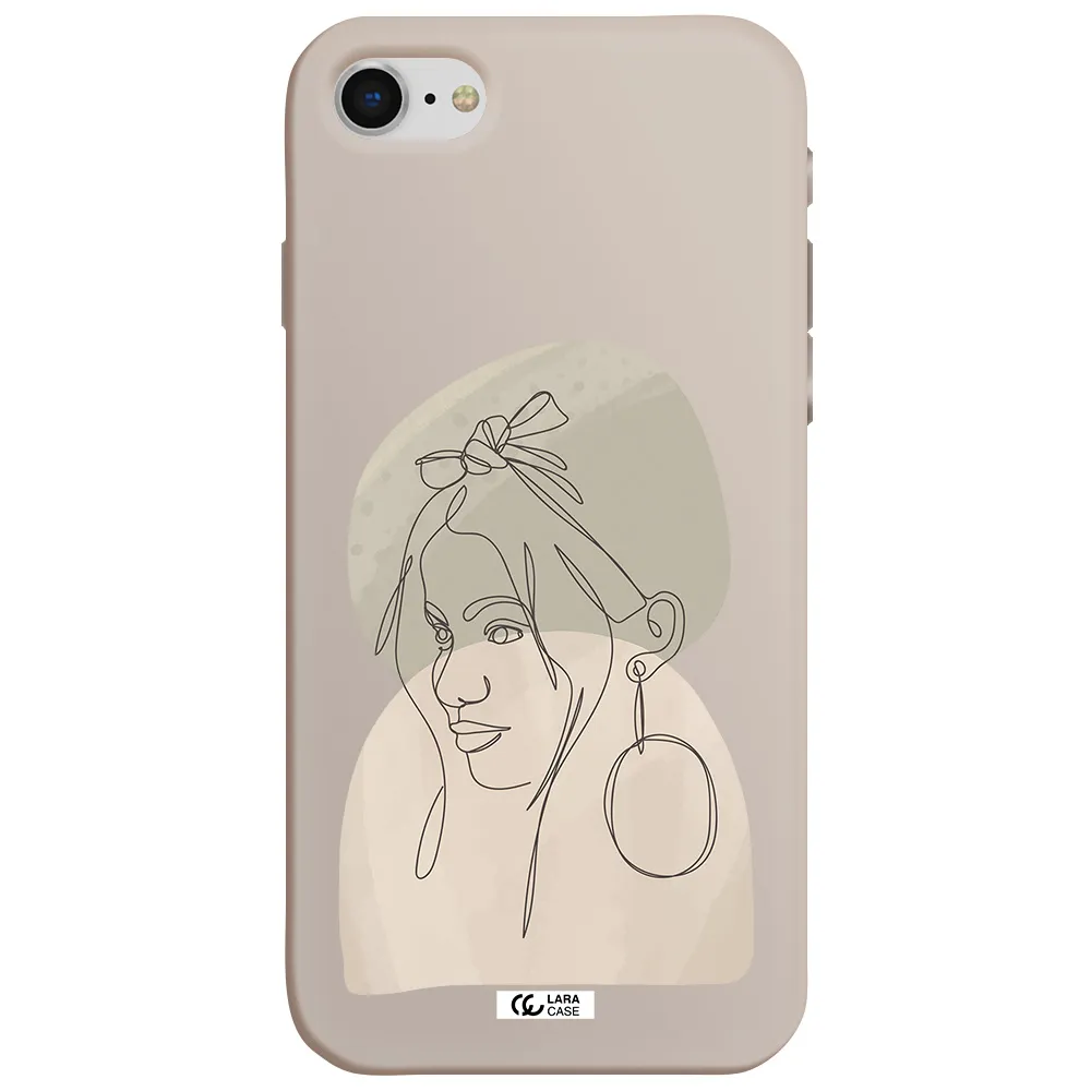 Abstract Female Face Line Art Apple iPhone se 2020 Silicone Stone Case