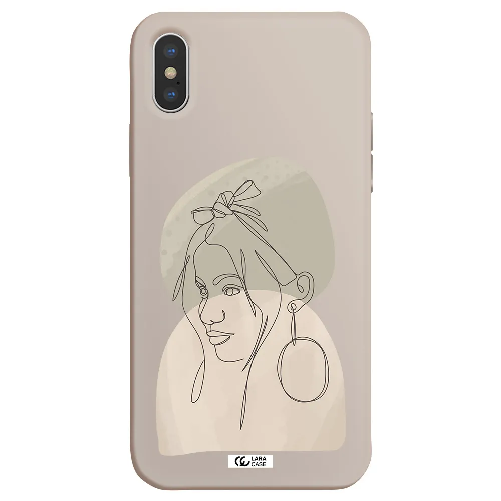 Abstract Female Face Line Art Apple iPhone X Silicone Stone Case