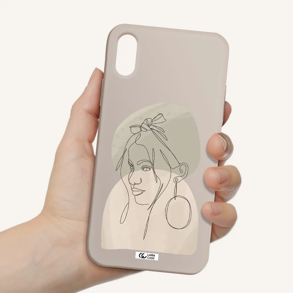 Abstract Female Face Line Art Apple iPhone X Silicone Stone Case