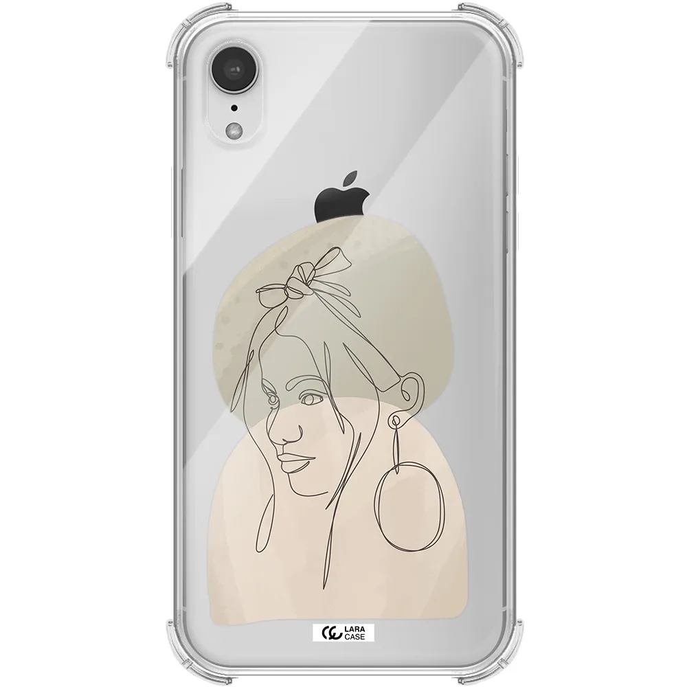 Abstract Female Face Line Art Apple iPhone XR Clear PC Case