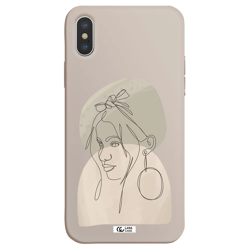 Abstract Female Face Line Art Apple iPhone XS Silicone Stone Case