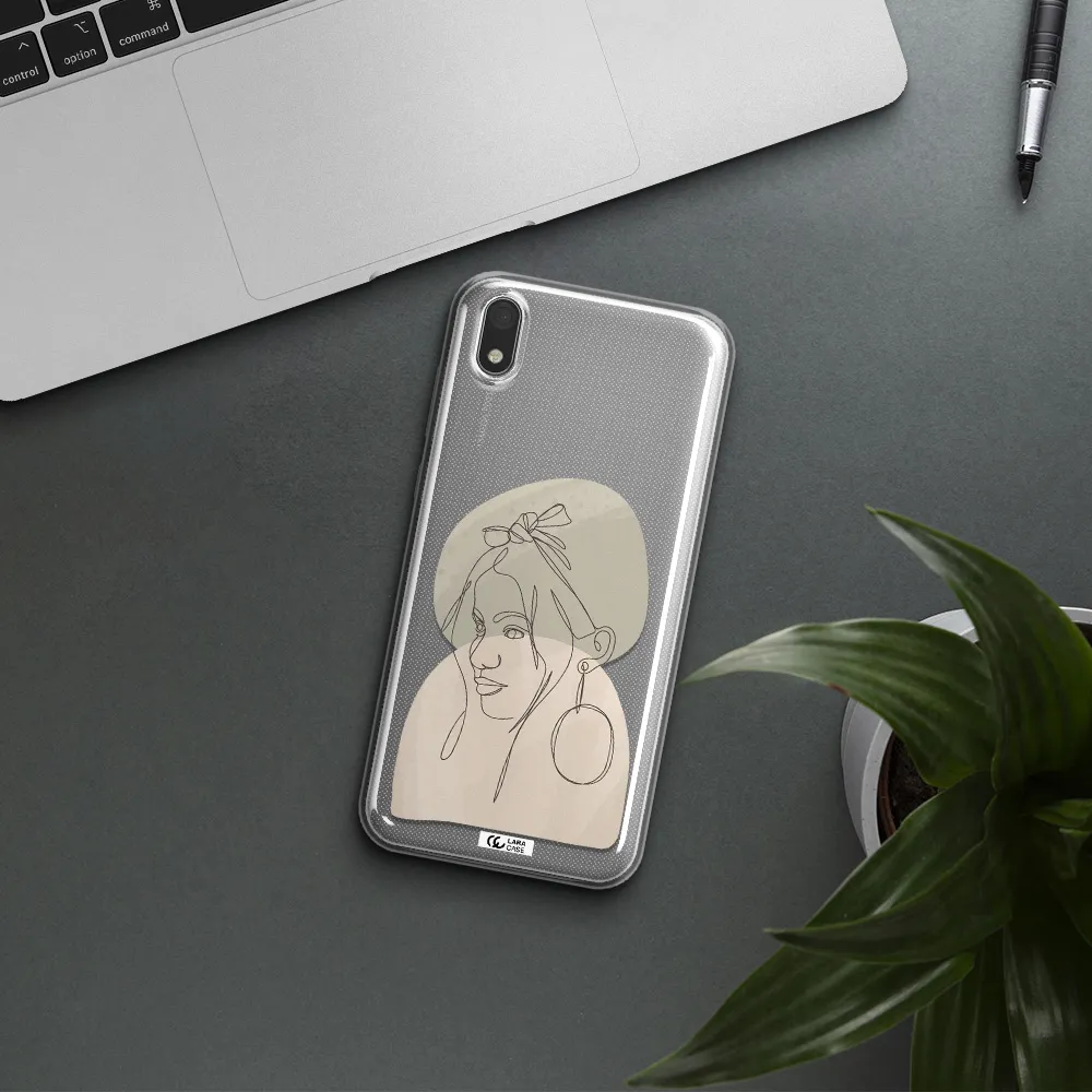 Abstract Female Face Line Art Huawei Honor 8S Clear TPU Case