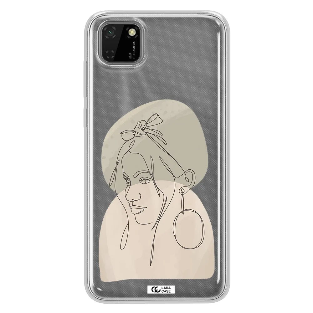 Abstract Female Face Line Art Huawei Honor 9S Clear TPU Case
