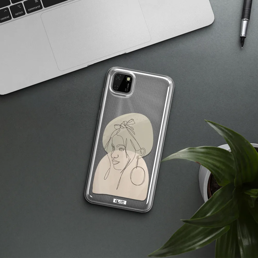Abstract Female Face Line Art Huawei Honor 9S Clear TPU Case