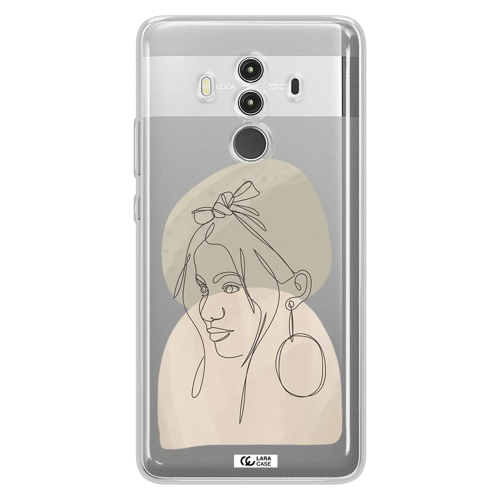 Abstract Female Face Line Art Huawei Mate 10 Clear TPU Case