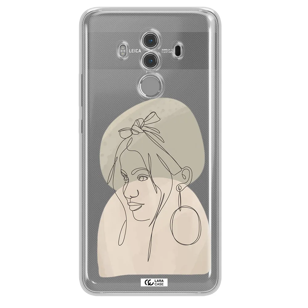 Abstract Female Face Line Art Huawei Mate 10 Pro Clear TPU Case
