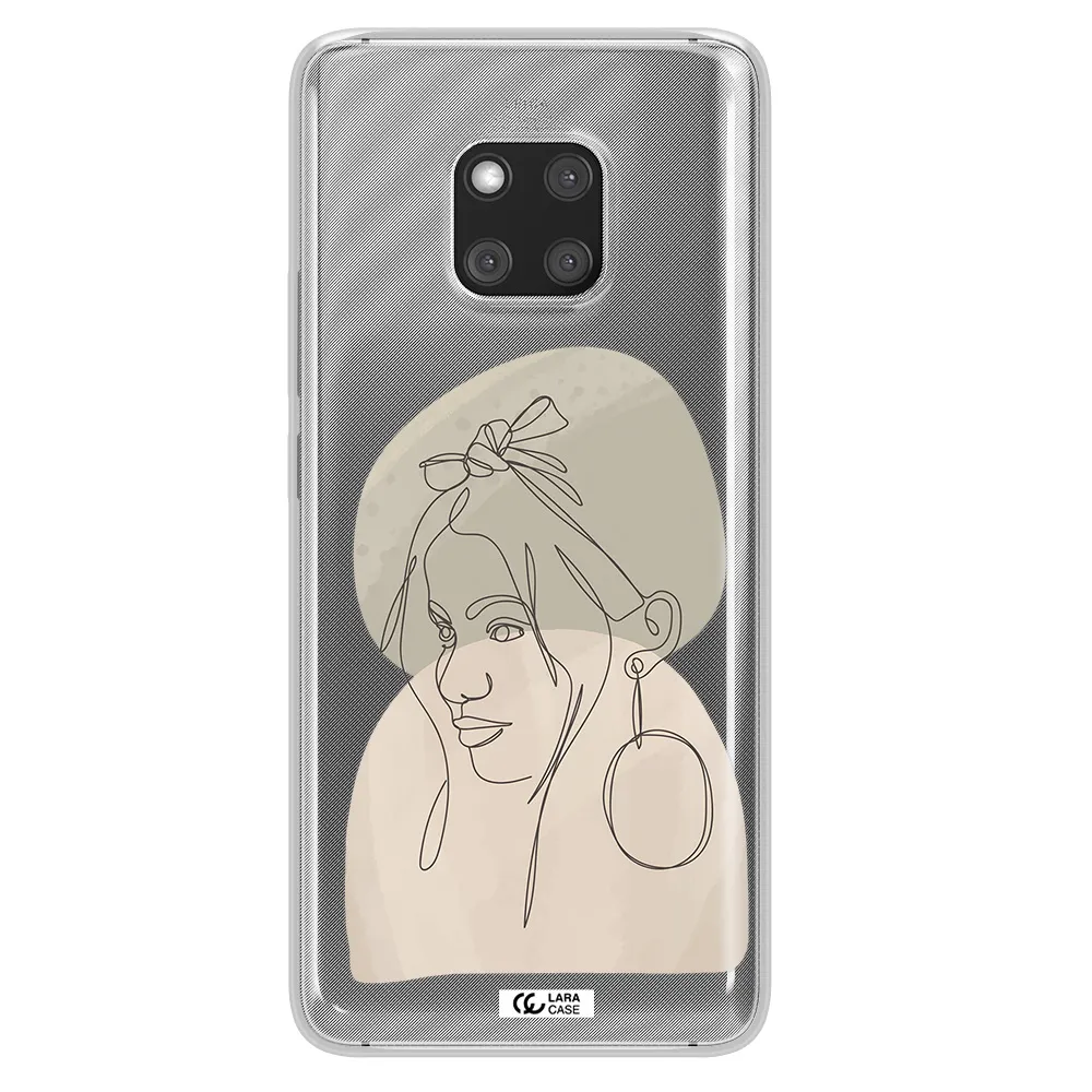 Abstract Female Face Line Art Huawei Mate 20 Pro Clear TPU Case
