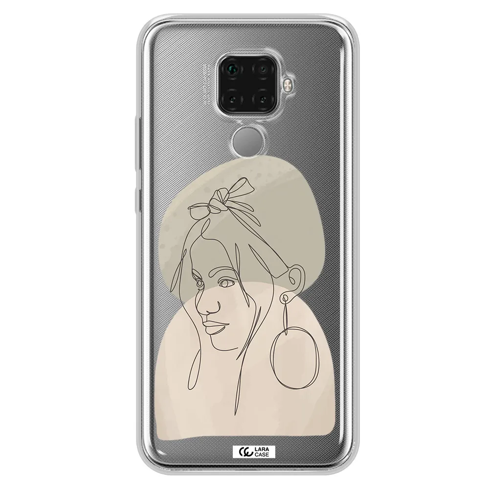 Abstract Female Face Line Art Huawei Mate 30 Lite Clear TPU Case