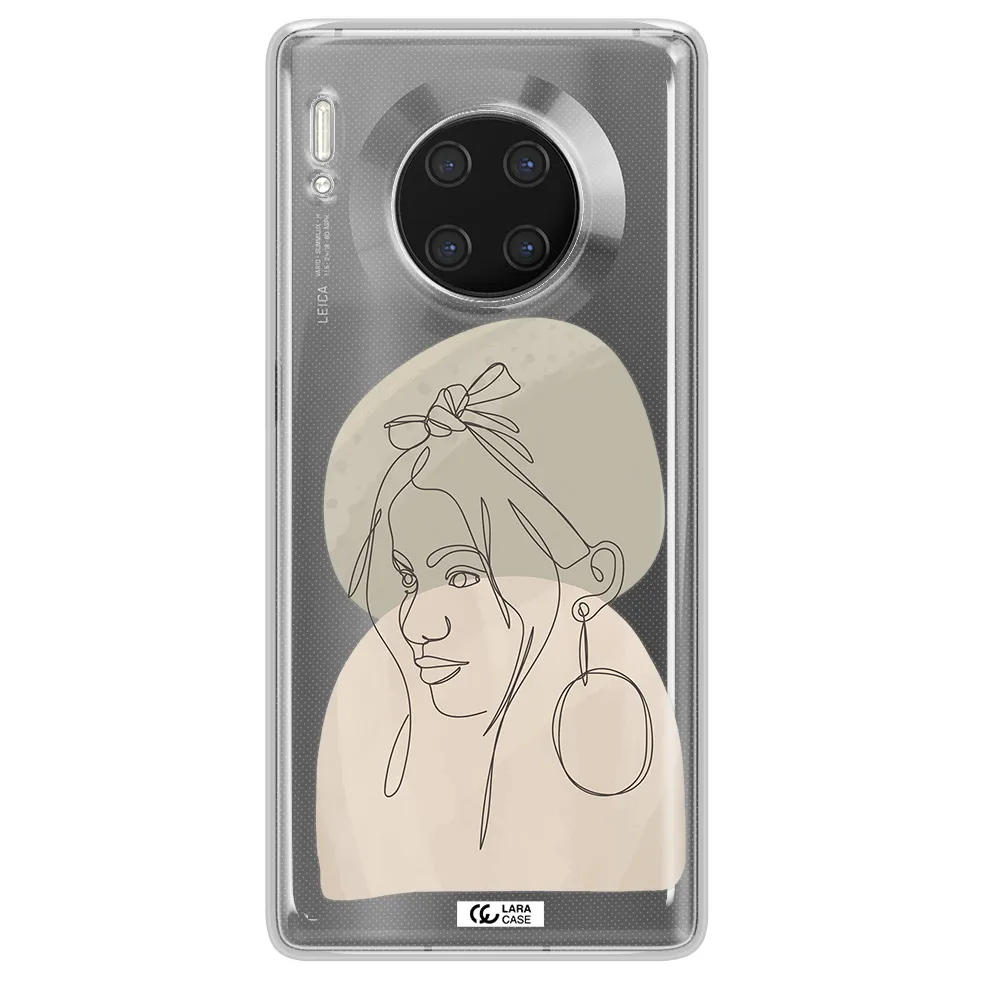 Abstract Female Face Line Art Huawei Mate 30 Pro Clear TPU Case