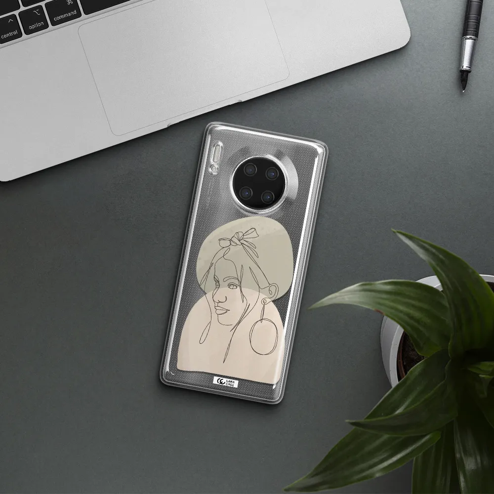 Abstract Female Face Line Art Huawei Mate 30 Pro Clear TPU Case