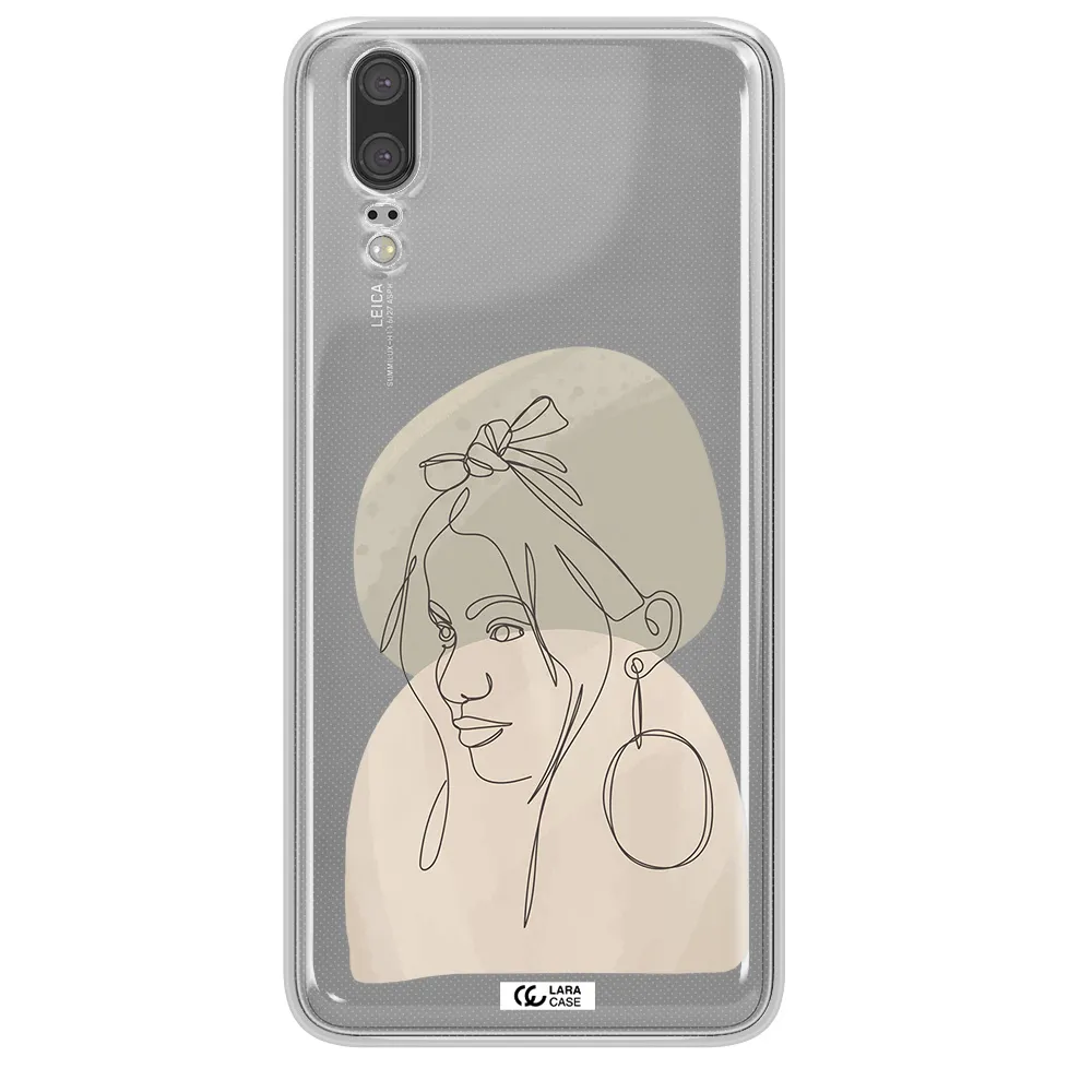 Abstract Female Face Line Art Huawei P20 Clear TPU Case