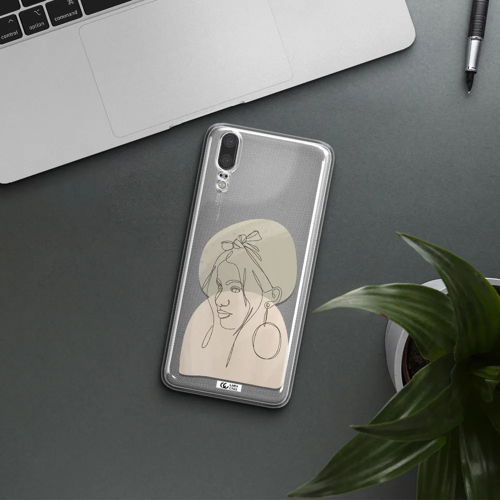 Abstract Female Face Line Art Huawei P20 Clear TPU Case