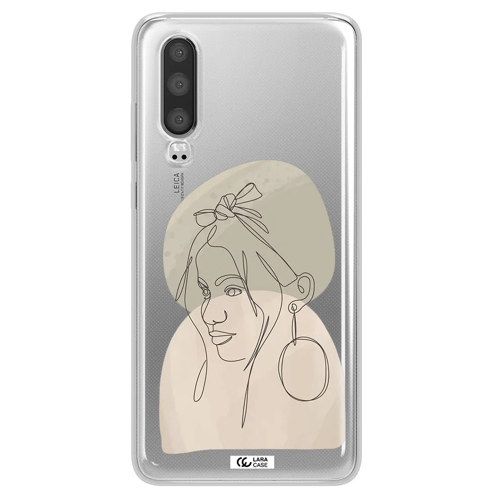 Abstract Female Face Line Art Huawei P30 Clear TPU Case