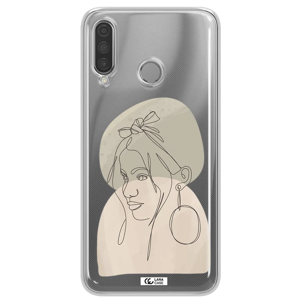 Abstract Female Face Line Art Huawei P30 Lite Clear TPU Case