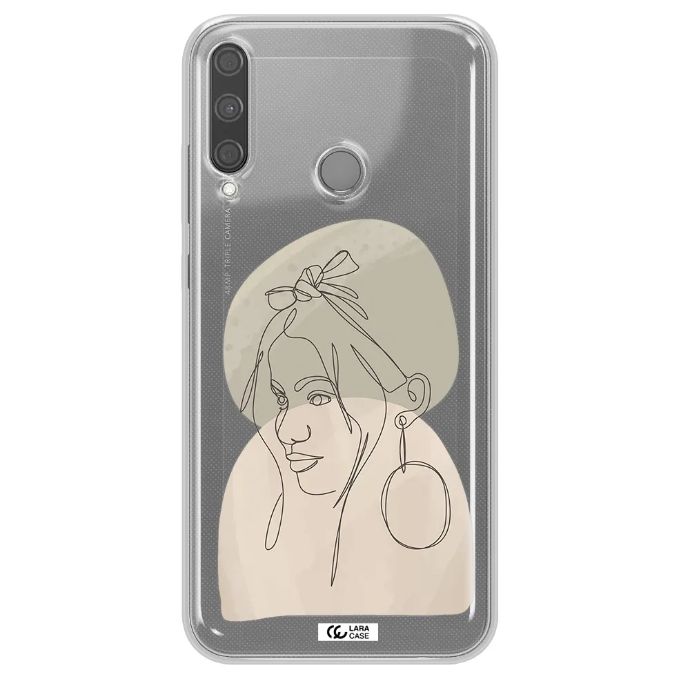Abstract Female Face Line Art Huawei P40 Lite E Clear TPU Case