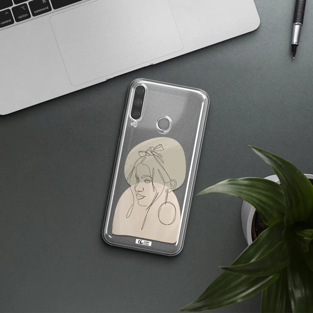 Abstract Female Face Line Art Huawei P40 Lite E Clear TPU Case