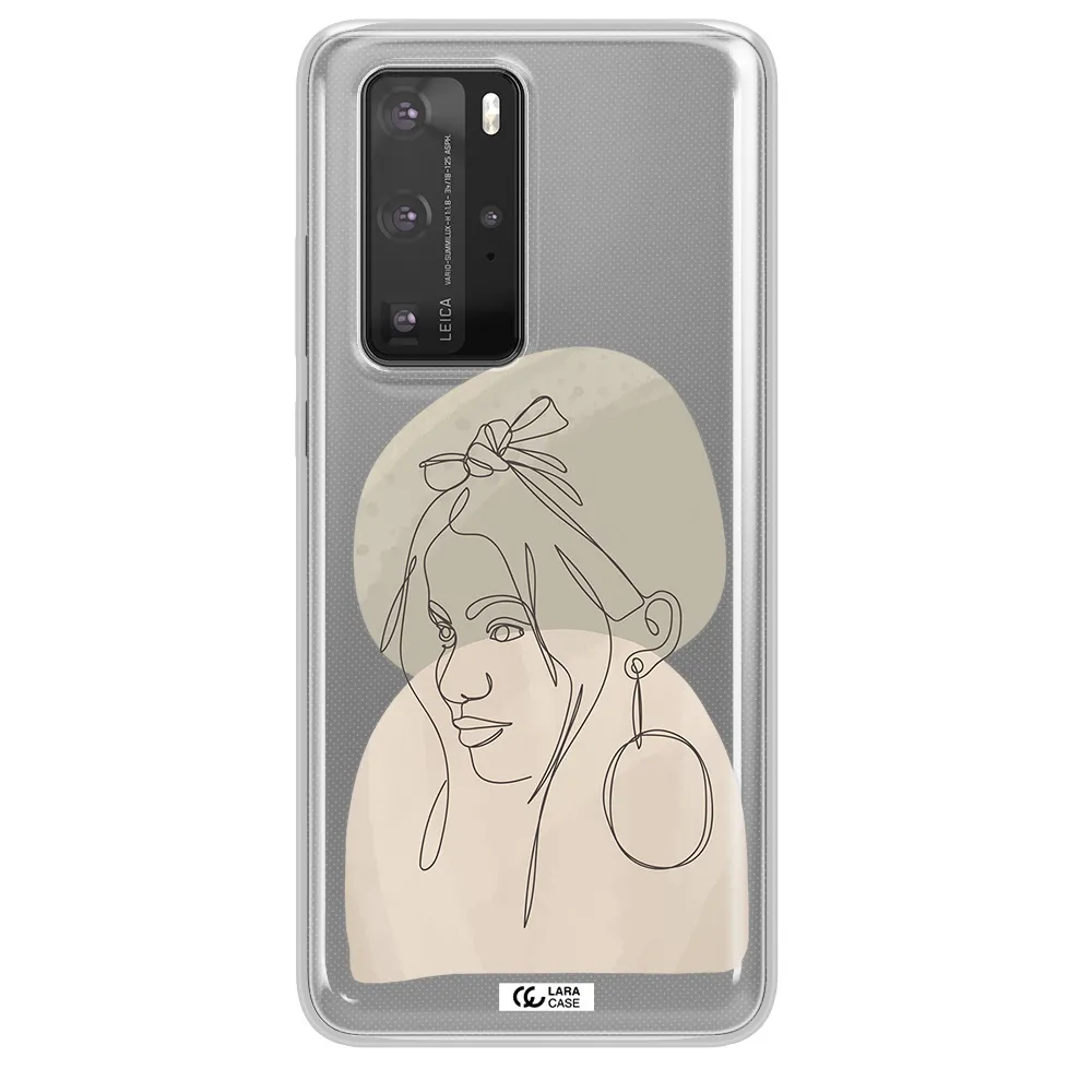 Abstract Female Face Line Art Huawei P40 Pro Clear TPU Case
