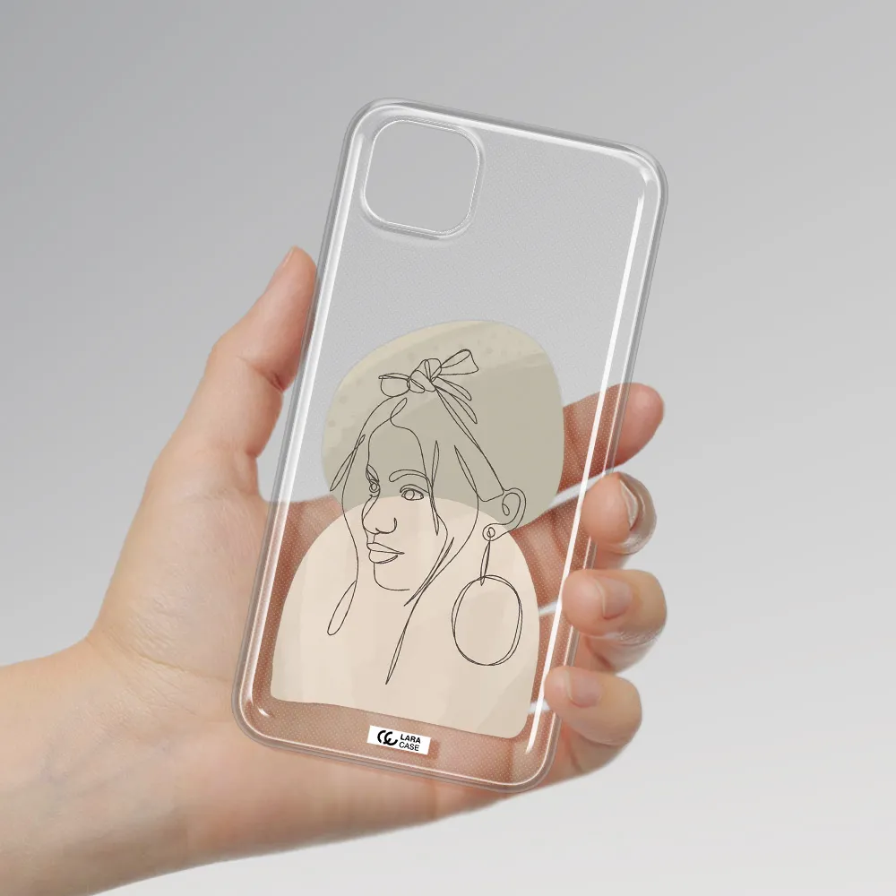 Abstract Female Face Line Art Huawei Y5P Clear TPU Case