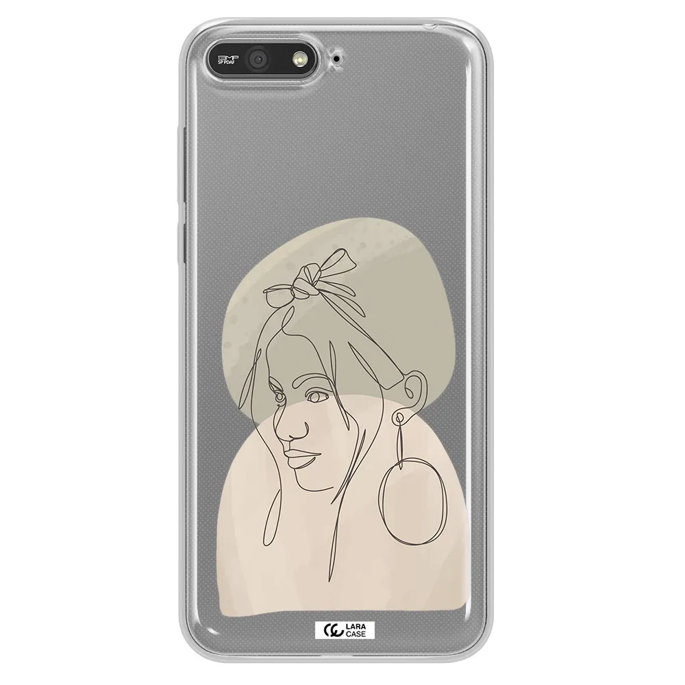 Abstract Female Face Line Art Huawei Y6 2018 Clear TPU Case