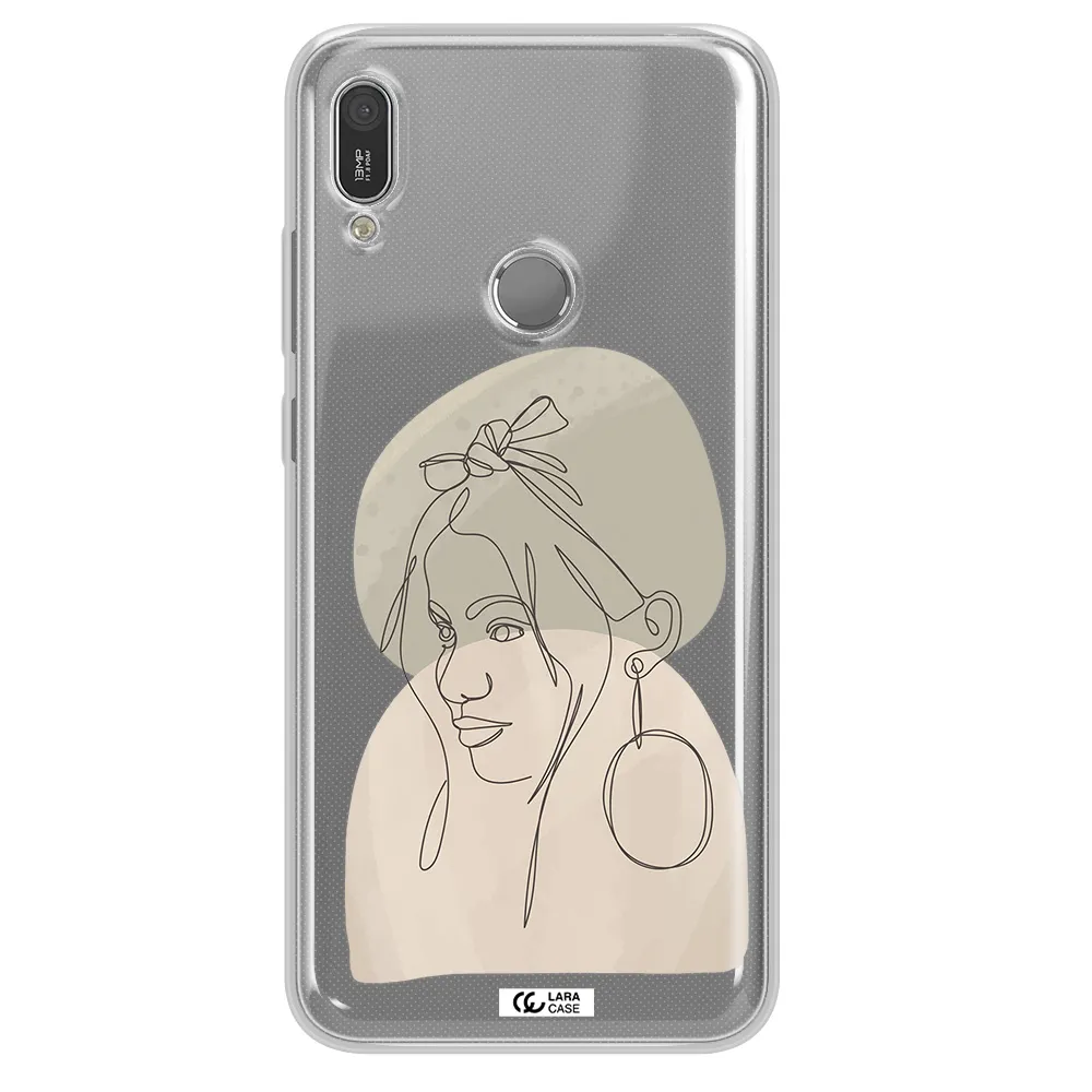 Abstract Female Face Line Art Huawei Y6 2019 Clear TPU Case