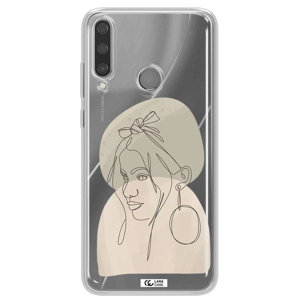 Abstract Female Face Line Art Huawei Y6P Clear TPU Case