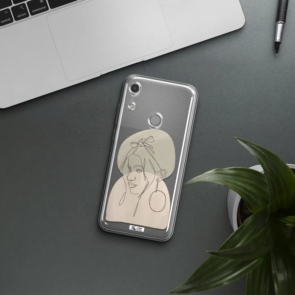 Abstract Female Face Line Art Huawei Y6S Clear TPU Case