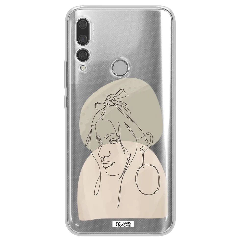 Abstract Female Face Line Art Huawei Y9 Prime 2019 Clear TPU Case