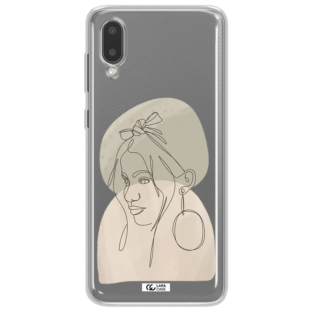 Abstract Female Face Line Art Samsung A02 Clear TPU Case