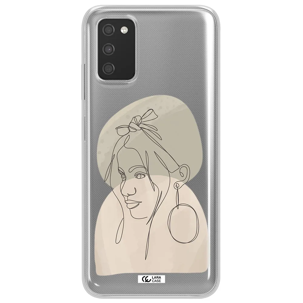 Abstract Female Face Line Art Samsung A03S Clear TPU Case