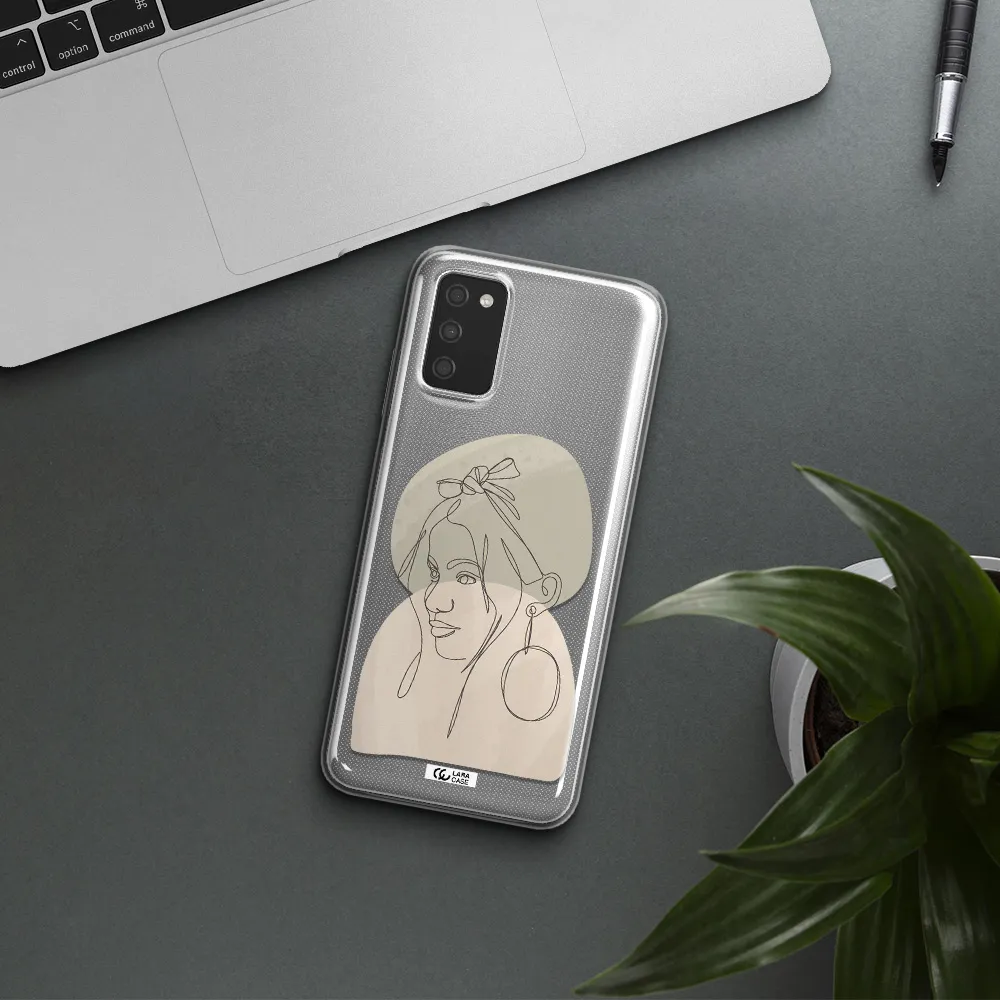 Abstract Female Face Line Art Samsung A03S Clear TPU Case