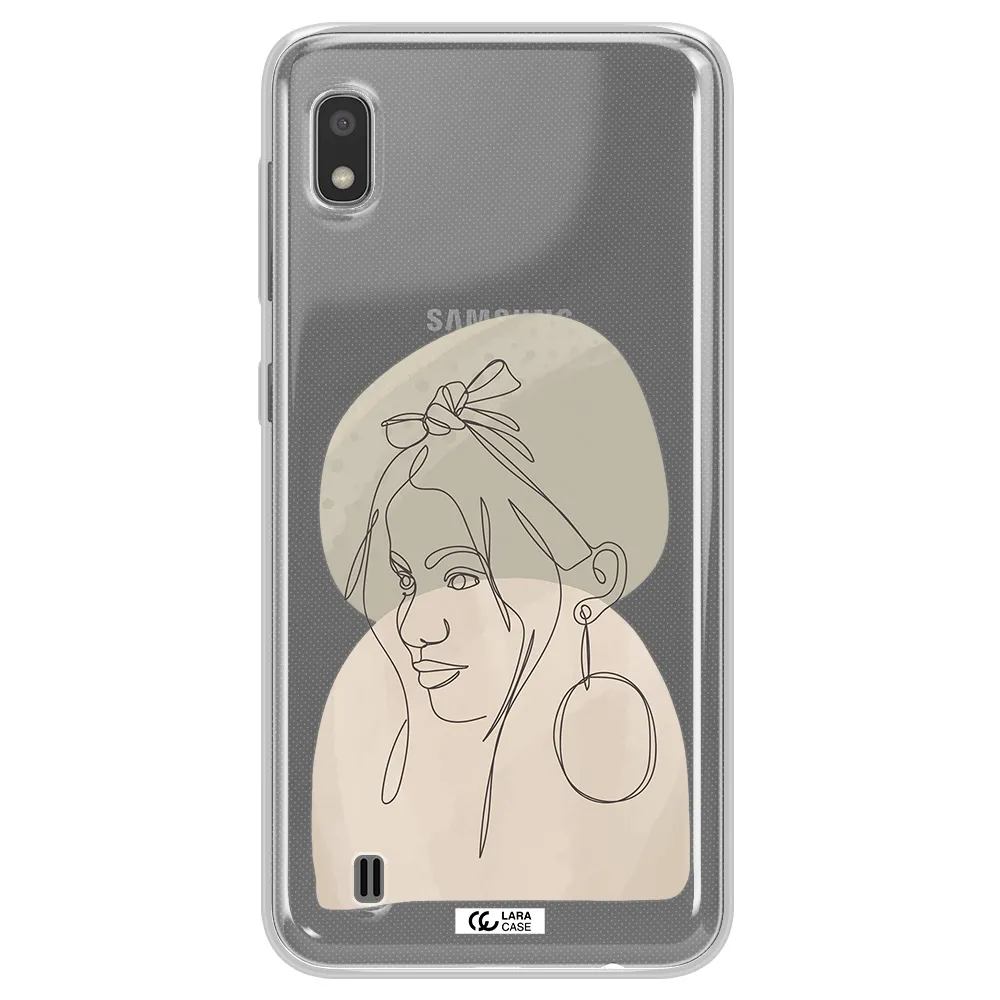 Abstract Female Face Line Art Samsung A10 Clear TPU Case