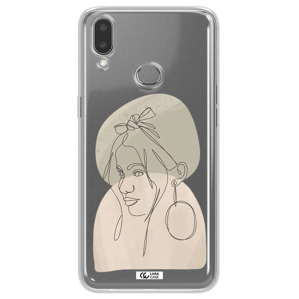 Abstract Female Face Line Art Samsung A10S Clear TPU Case