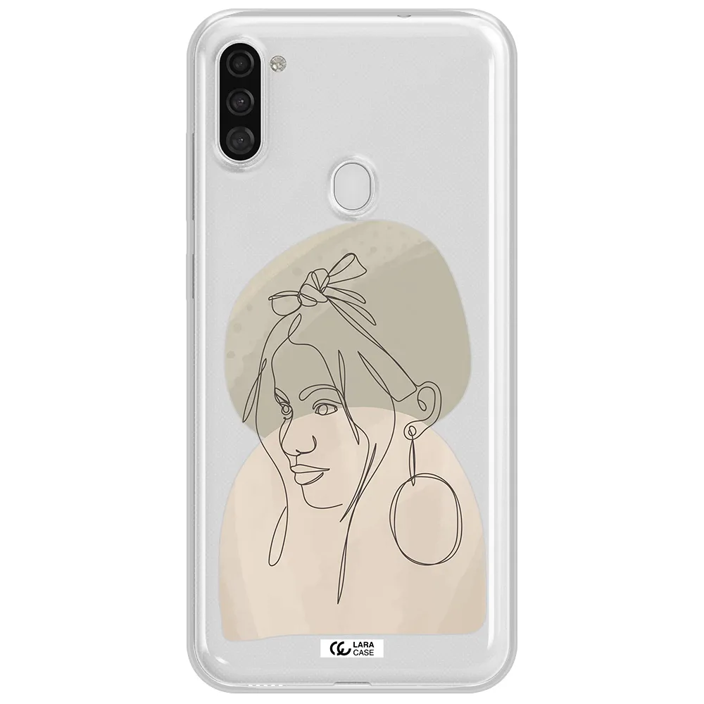 Abstract Female Face Line Art Samsung A11 Clear TPU Case