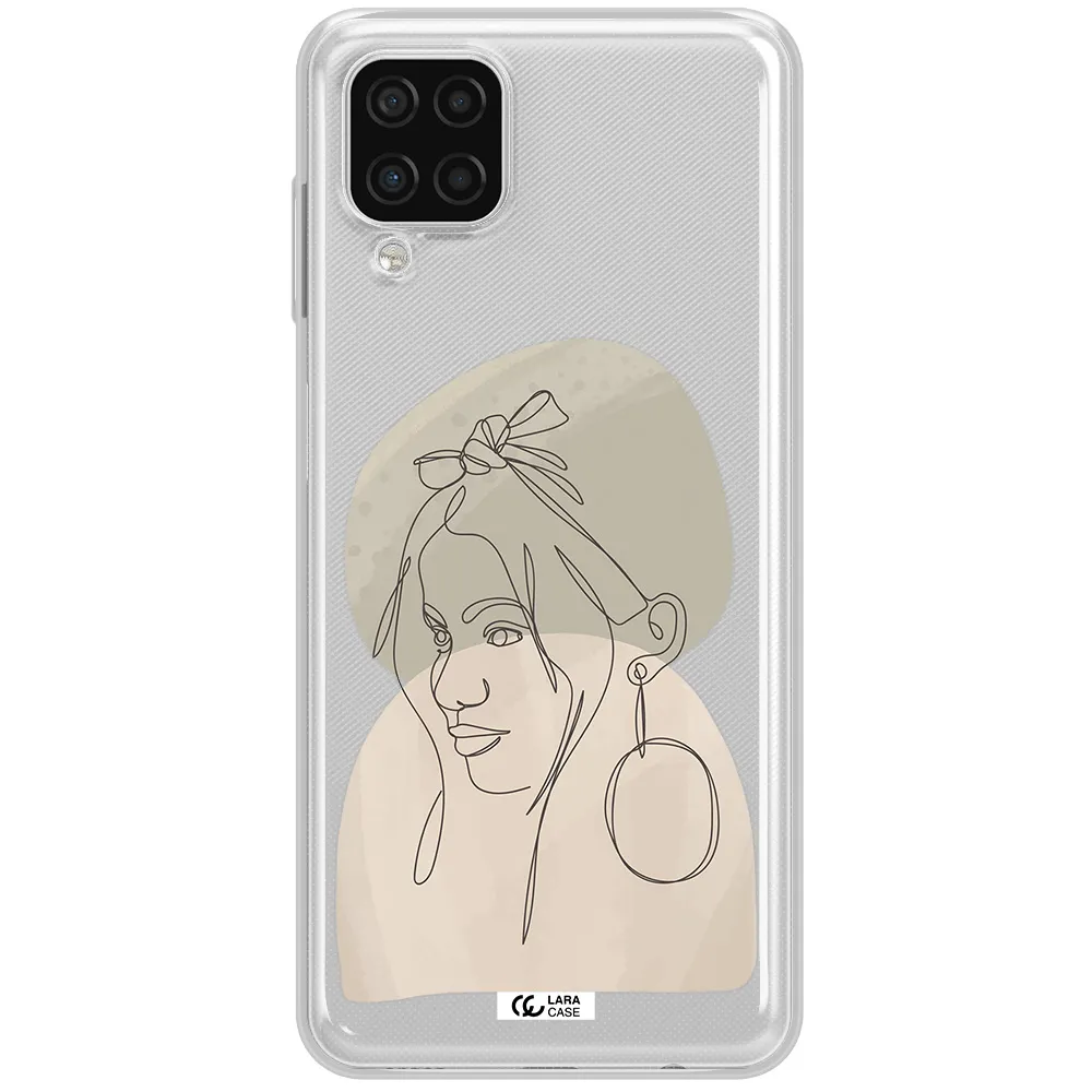 Abstract Female Face Line Art Samsung A12 4g Clear TPU Case