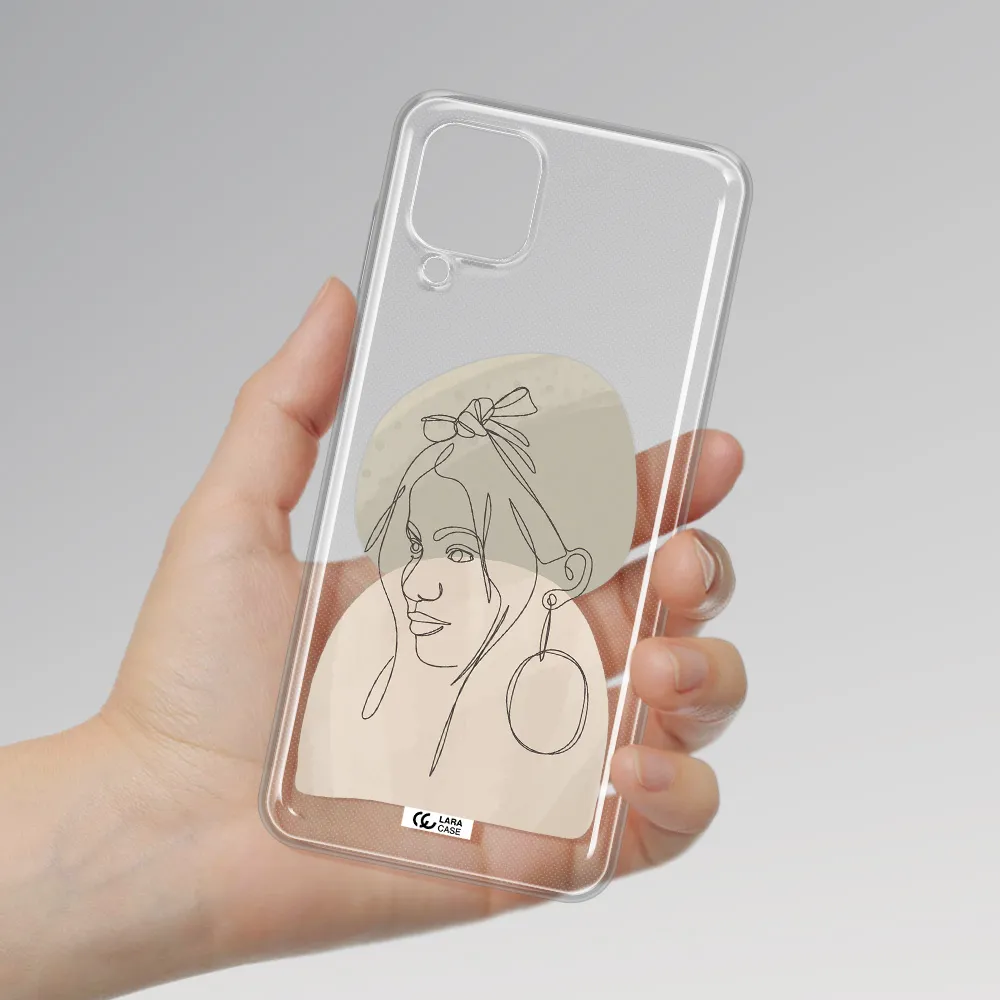 Abstract Female Face Line Art Samsung A12 4g Clear TPU Case