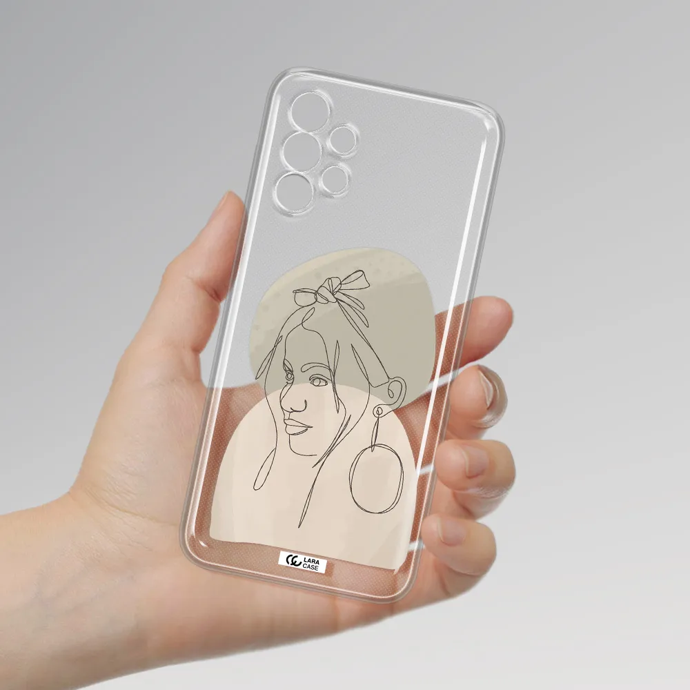 Abstract Female Face Line Art Samsung A13 Clear TPU Case