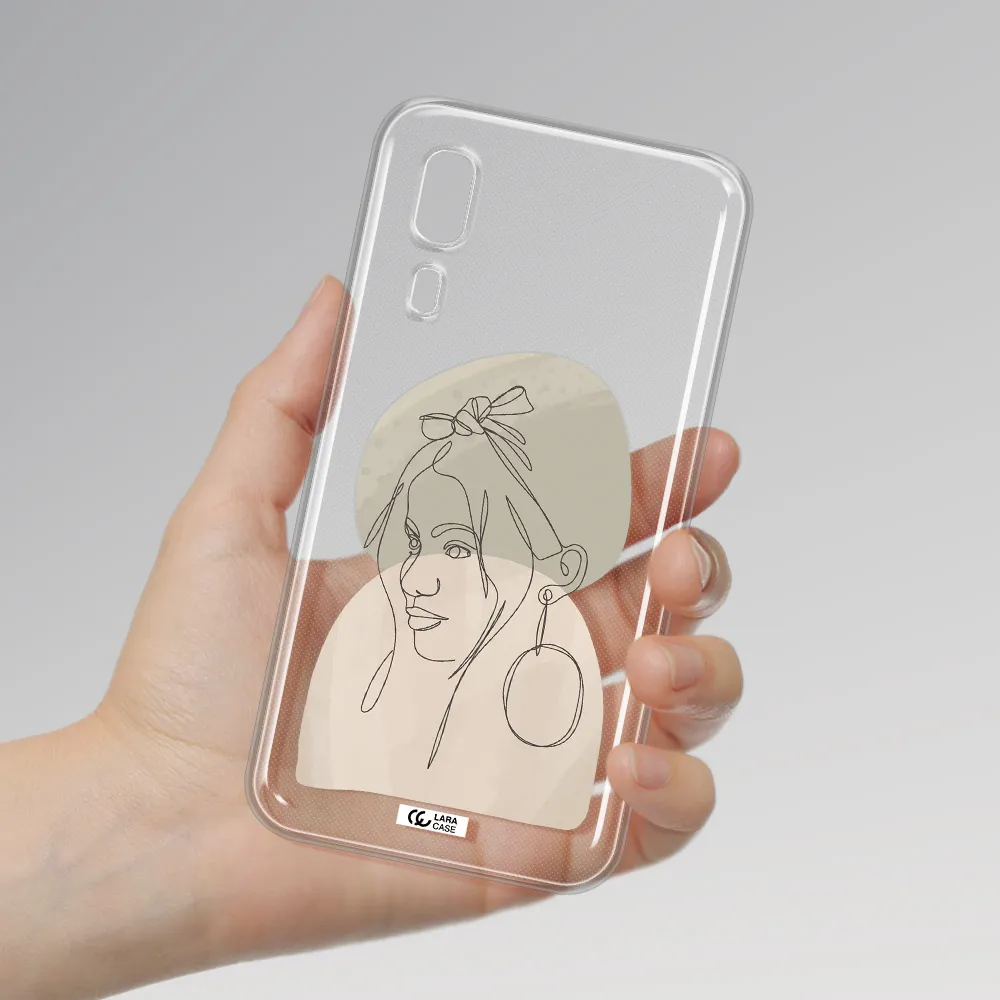 Abstract Female Face Line Art Samsung A2 Core Clear TPU Case