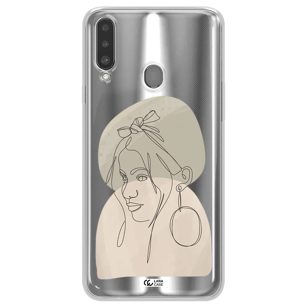 Abstract Female Face Line Art Samsung A20S Clear TPU Case