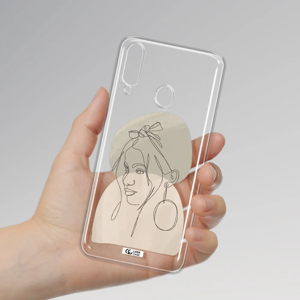 Abstract Female Face Line Art Samsung A20S Clear TPU Case