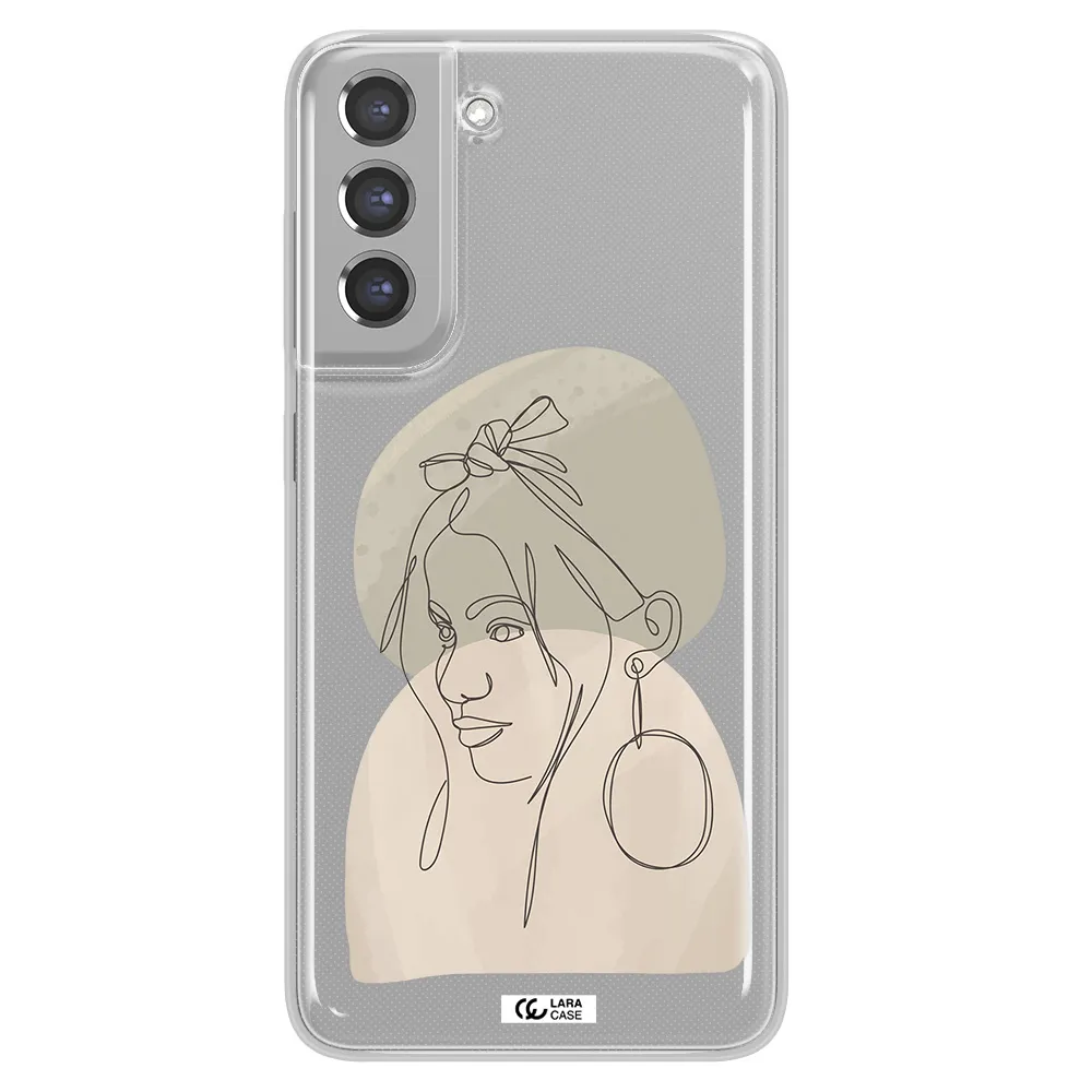 Abstract Female Face Line Art Samsung A21 Fe Clear TPU Case