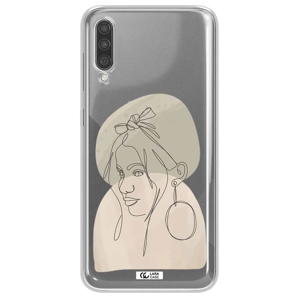 Abstract Female Face Line Art Samsung A30S Clear TPU Case