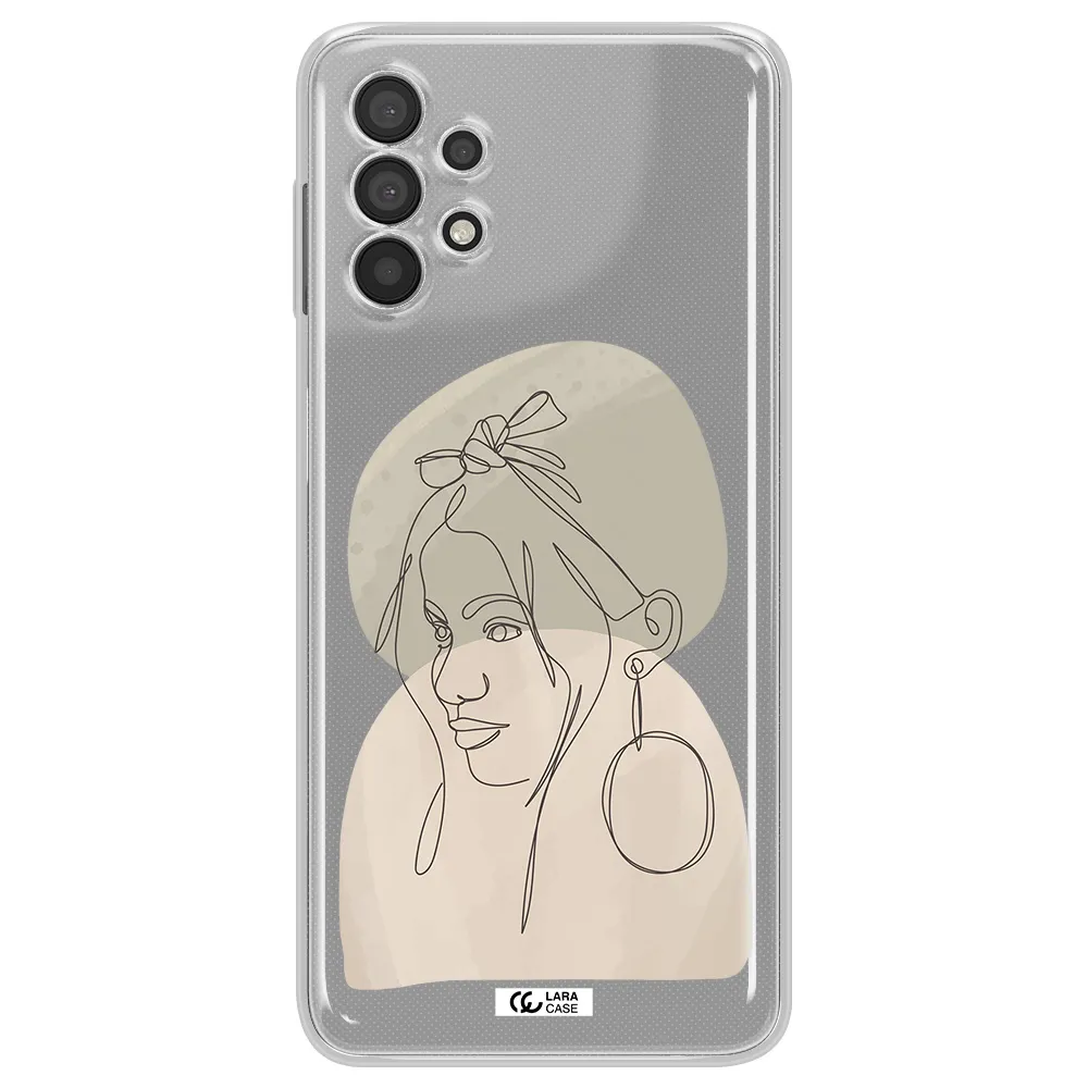 Abstract Female Face Line Art Samsung A32 4G Clear Tpu Case