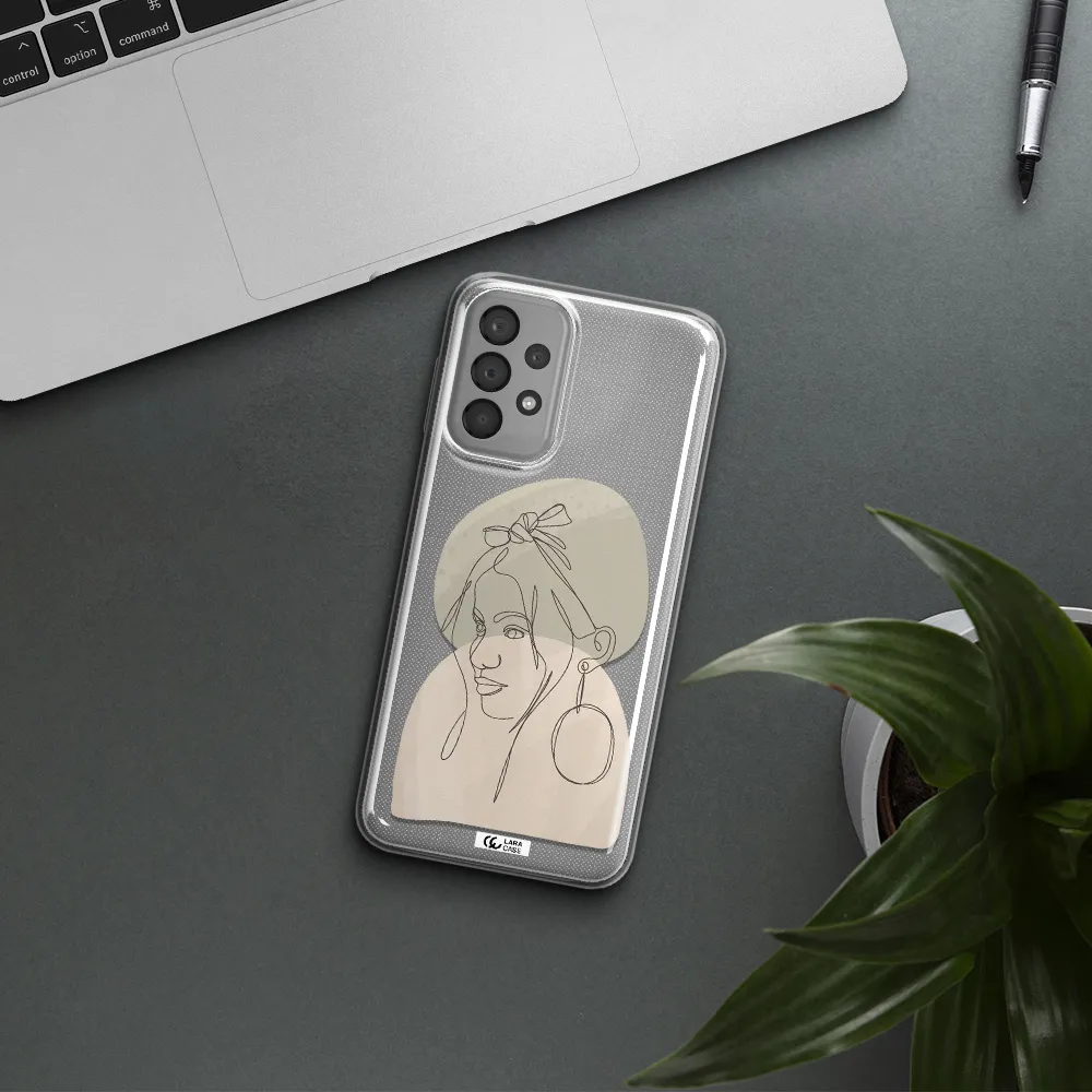 Abstract Female Face Line Art Samsung A33 Clear TPU Case